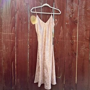 Lulu's Blush Pink Lace Slip Midi Dress